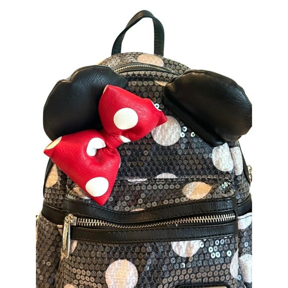 Disney Parks Minnie Mouse Loungefly Sequined Polka Dot Backpack - Picture 3 of 10